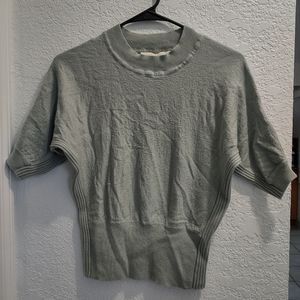 Tory Burch half dolman sleeve pale green sweater shirt 100% merino wool SIZE XS